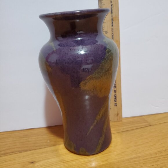 Purple and Yellow Pottery Vase signed St. Myers 2006 - Picture 7 of 11